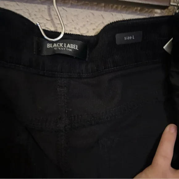 Black Label Cest Toi Black Corduroy Mini Skirt With Removable Belt Size L - Picture 6 of 12